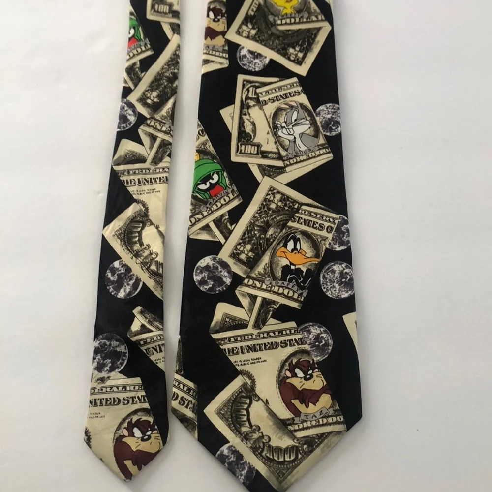 vintage 1998 Looney Tunes $100 money tie